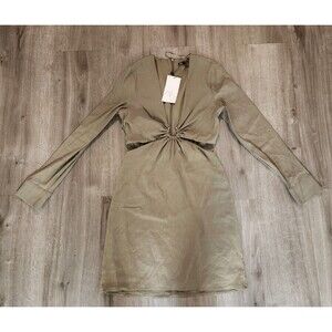 Zara Olive Green sexy Mini Dress Size Large Long sleeve
